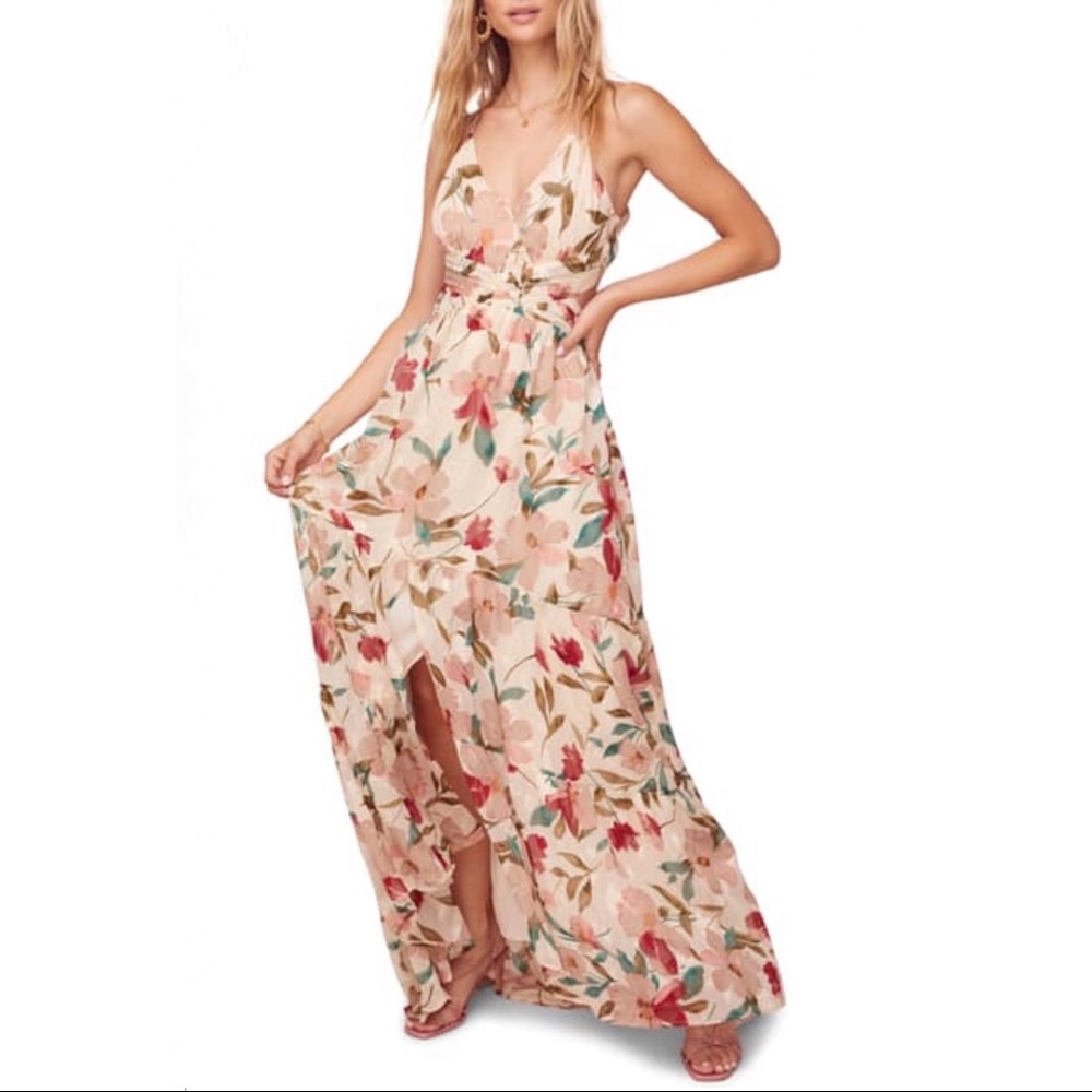 Astr Sleeveless Floral Print Maxi Dress Medium NWT